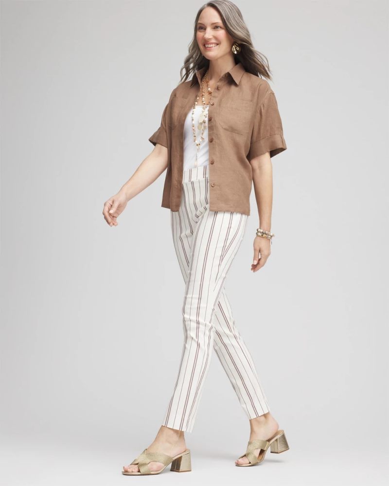 Chicos Brigitte™ Striped Ankle Pants - ALABASTER