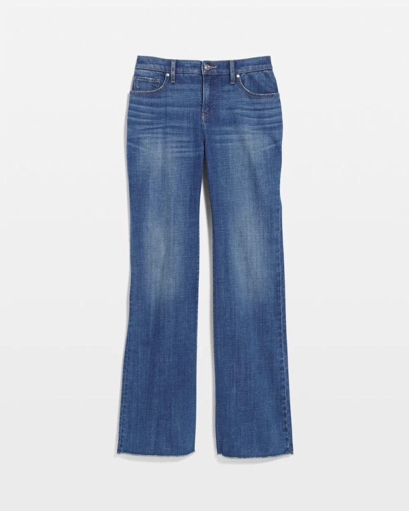 Chicos Girlfriend Frayed Flared Jeans - JESSAMINE INDIGO