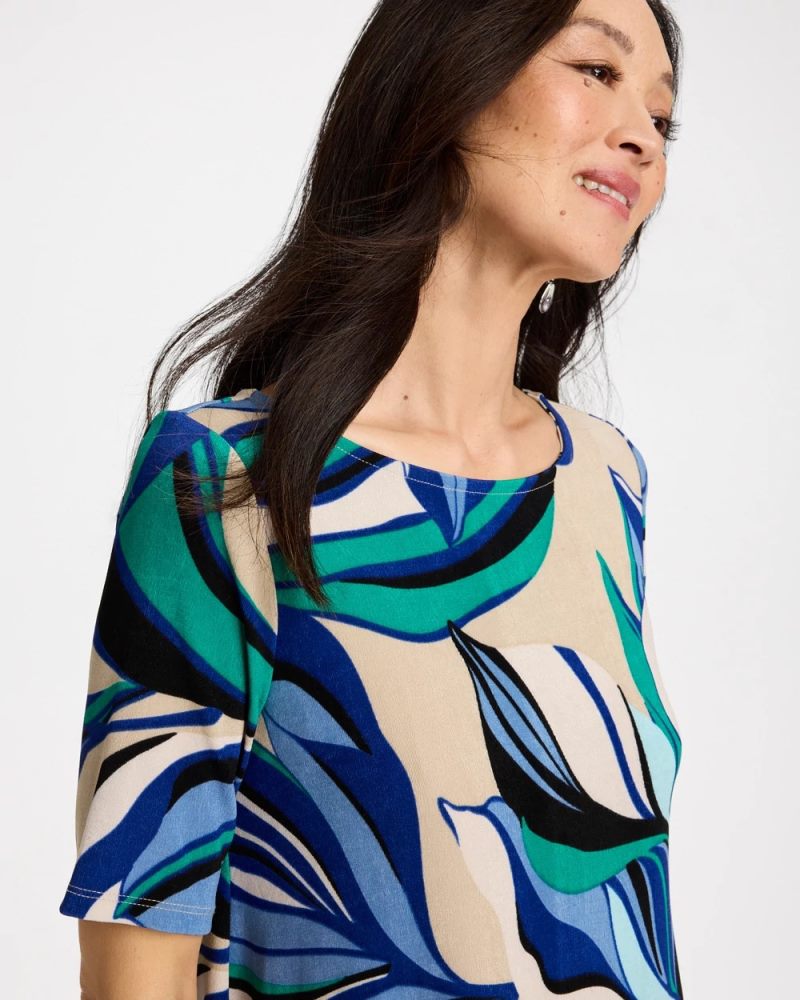 Chicos Travelers™ Marble Flora Swing Tunic - RICH COBALT