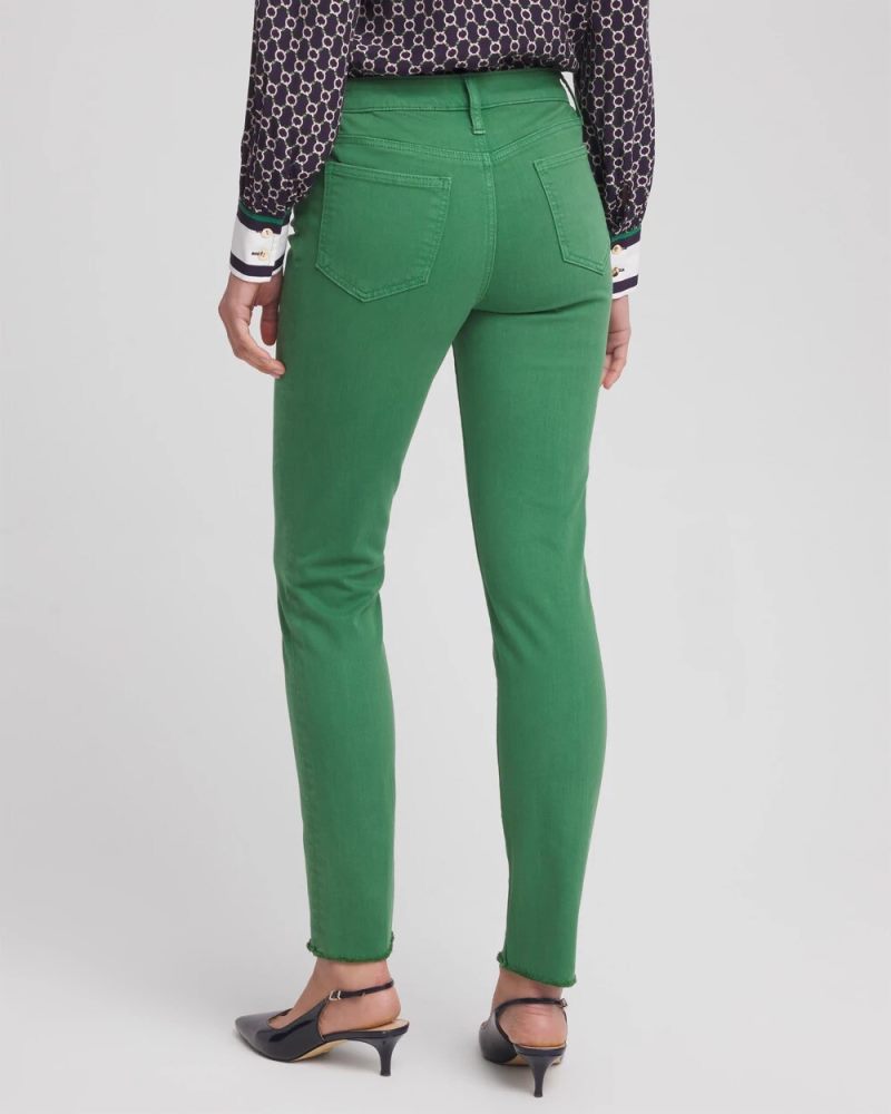 Chicos Girlfriend Fray Hem Ankle Jeans - JARDIN GREEN