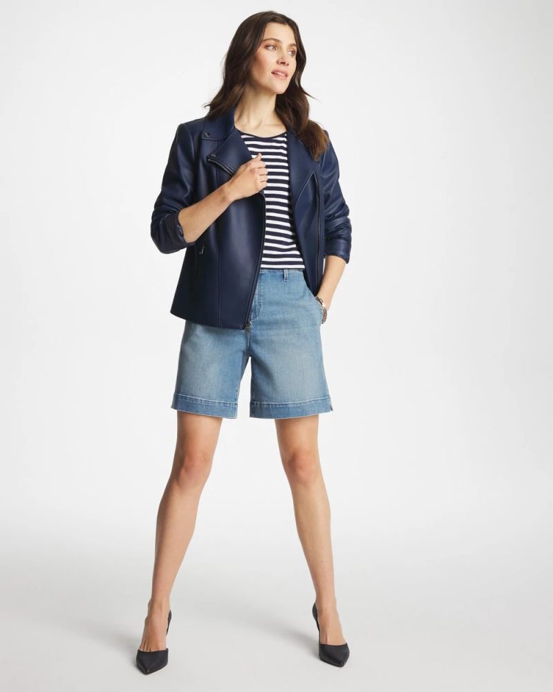 Chicos Denim Trouser Shorts - MONACO INDIGO