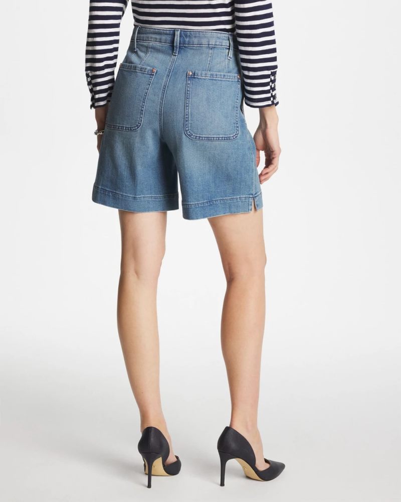Chicos Denim Trouser Shorts - MONACO INDIGO