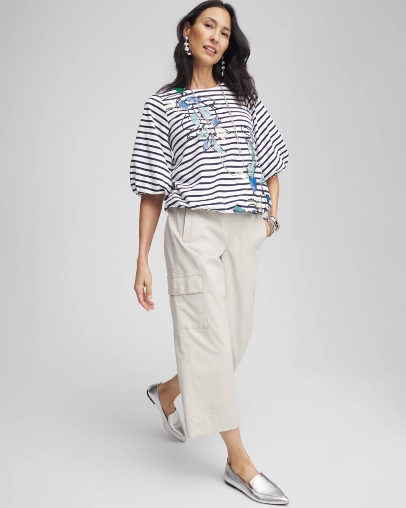 Chicos Cargo Straight Leg Cropped Pants - SMOKEY TAUPE