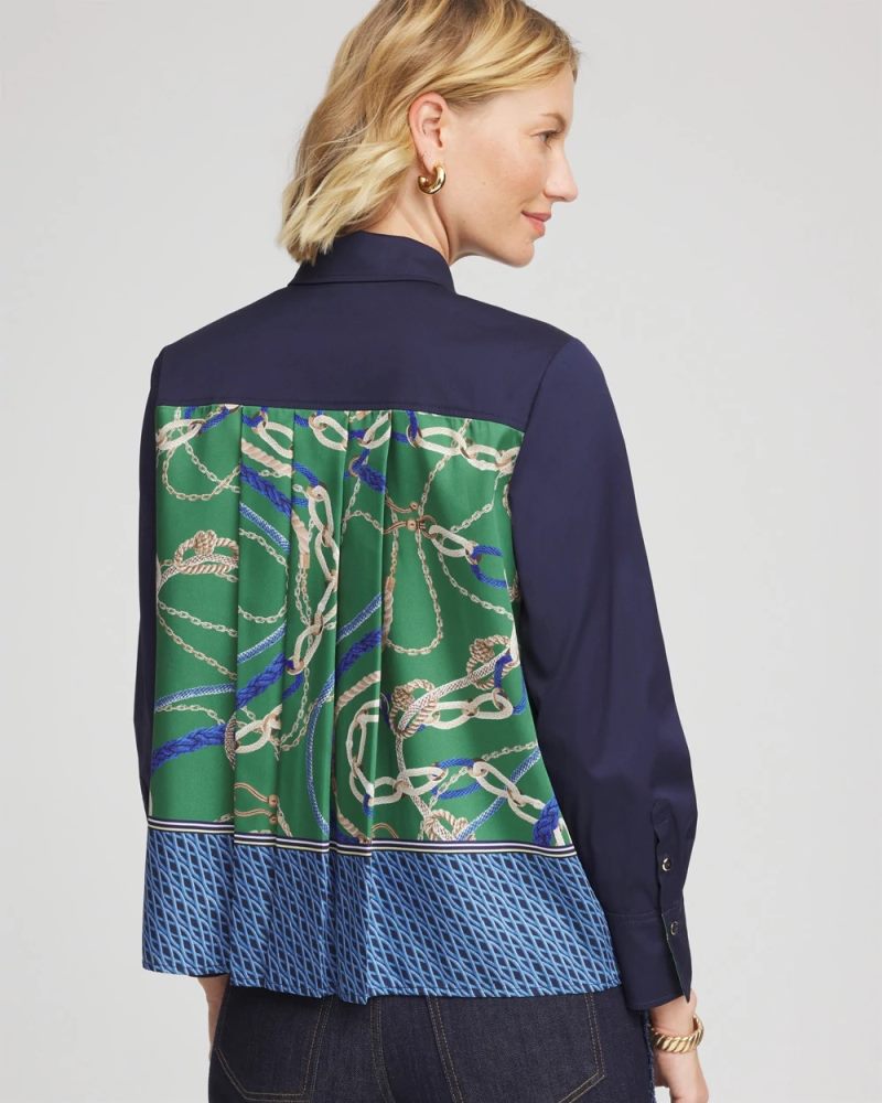 Chicos Rope Status Nautical Shirt - PASSPORT BLUE