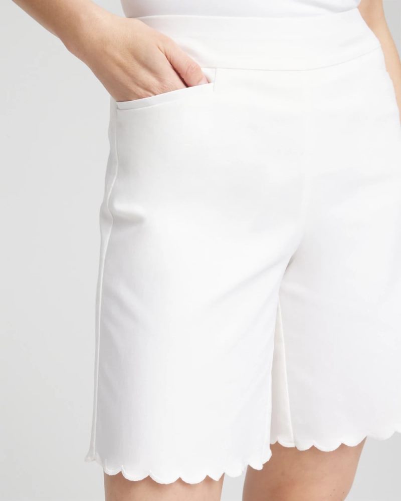 Chicos Brigitte™ Pull-On Scallop-Hem Shorts - ALABASTER