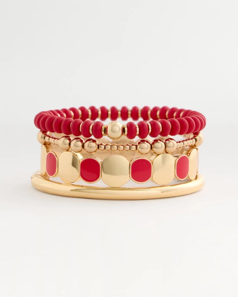 Chicos Red Goldtone Glam Stretch Bracelet - RED