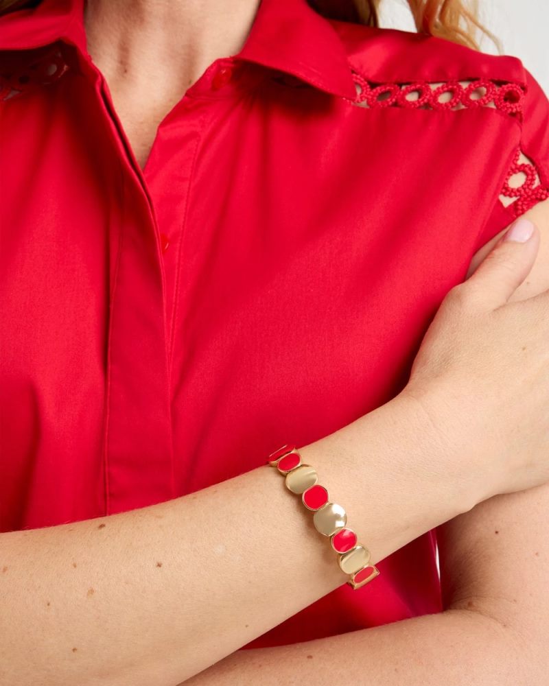 Chicos Red Goldtone Glam Stretch Bracelet - RED