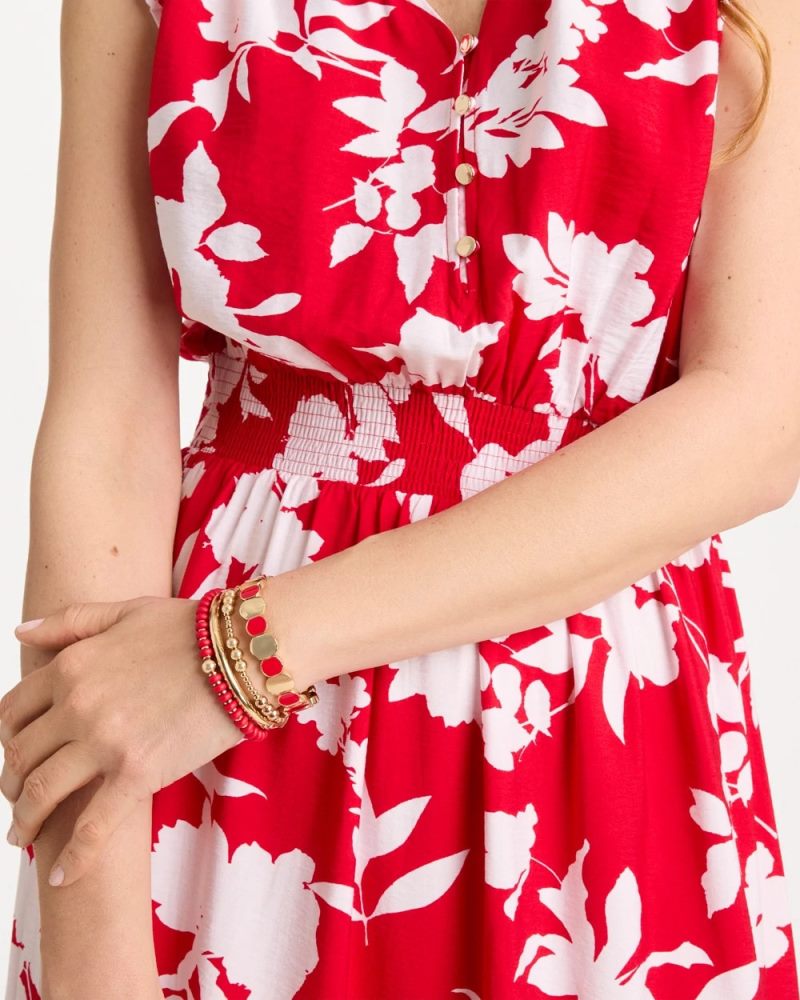 Chicos Red Goldtone Glam Stretch Bracelet - RED