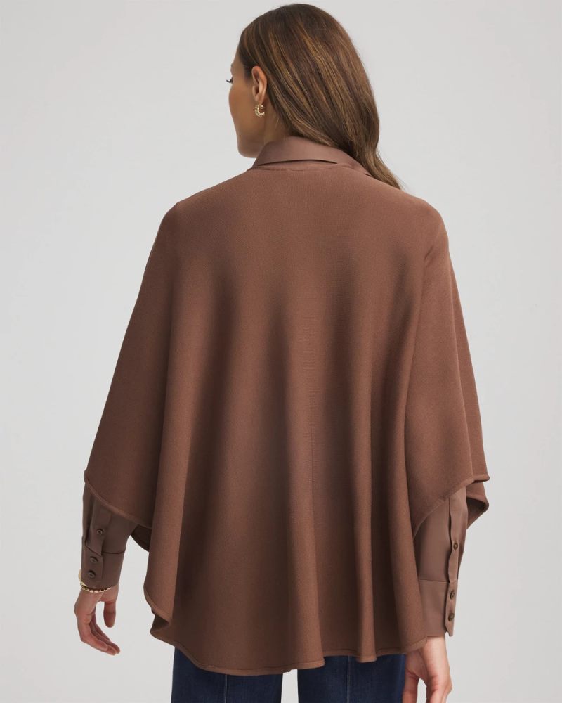 Chicos Crepe Open-Front Ruana - DRIED MUSHROOM
