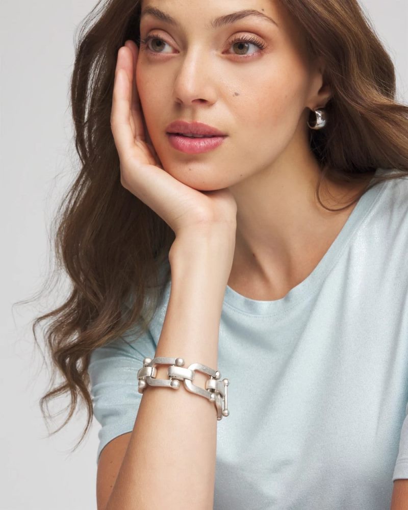 Chicos Silvertone Link Chain Bracelet - SILVER
