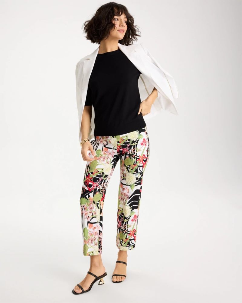 Chicos Tropical Nights Brigitte™ Straight Crop Pant - BLACK