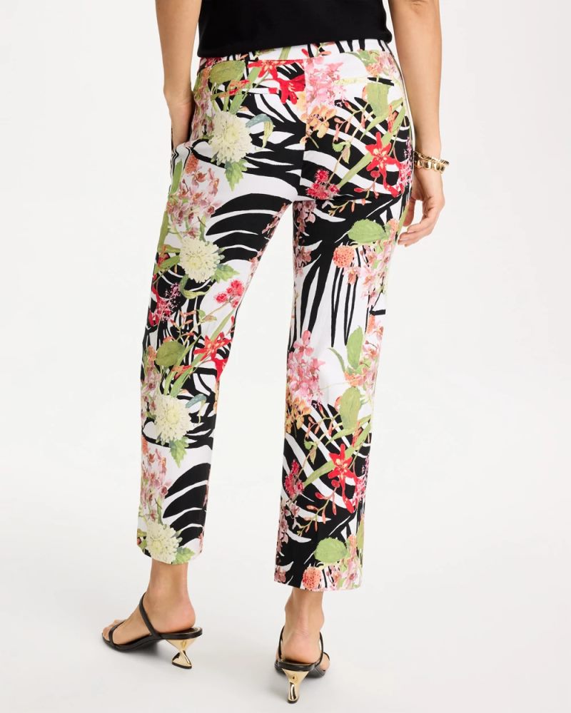 Chicos Tropical Nights Brigitte™ Straight Crop Pant - BLACK