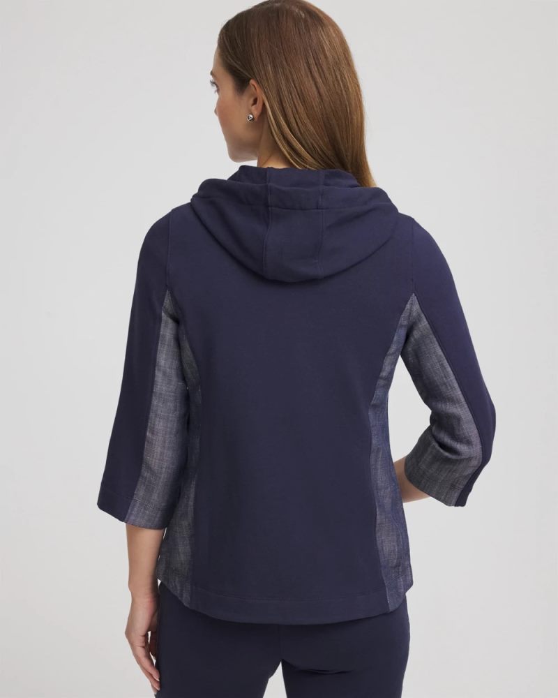 Chicos Zenergy® French Terry & Chambray Jacket - PASSPORT BLUE