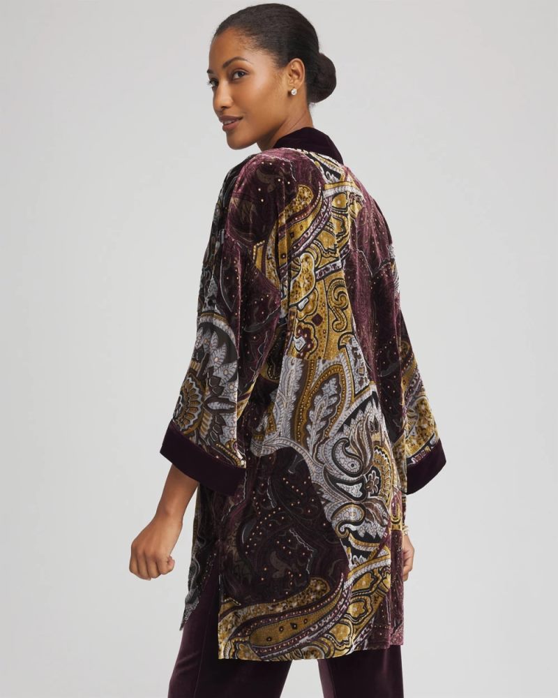 Chicos Travelers™ Collection Velvet Burnout Kimono - NIGHT BLOOM