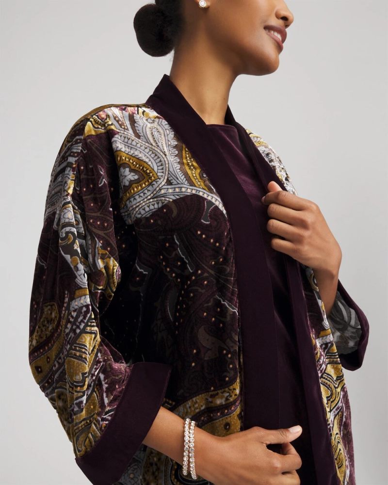 Chicos Travelers™ Collection Velvet Burnout Kimono - NIGHT BLOOM