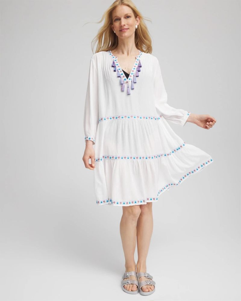 Chicos Chico's Beach Swimsuit Cover-Up Dress - ALABASTER