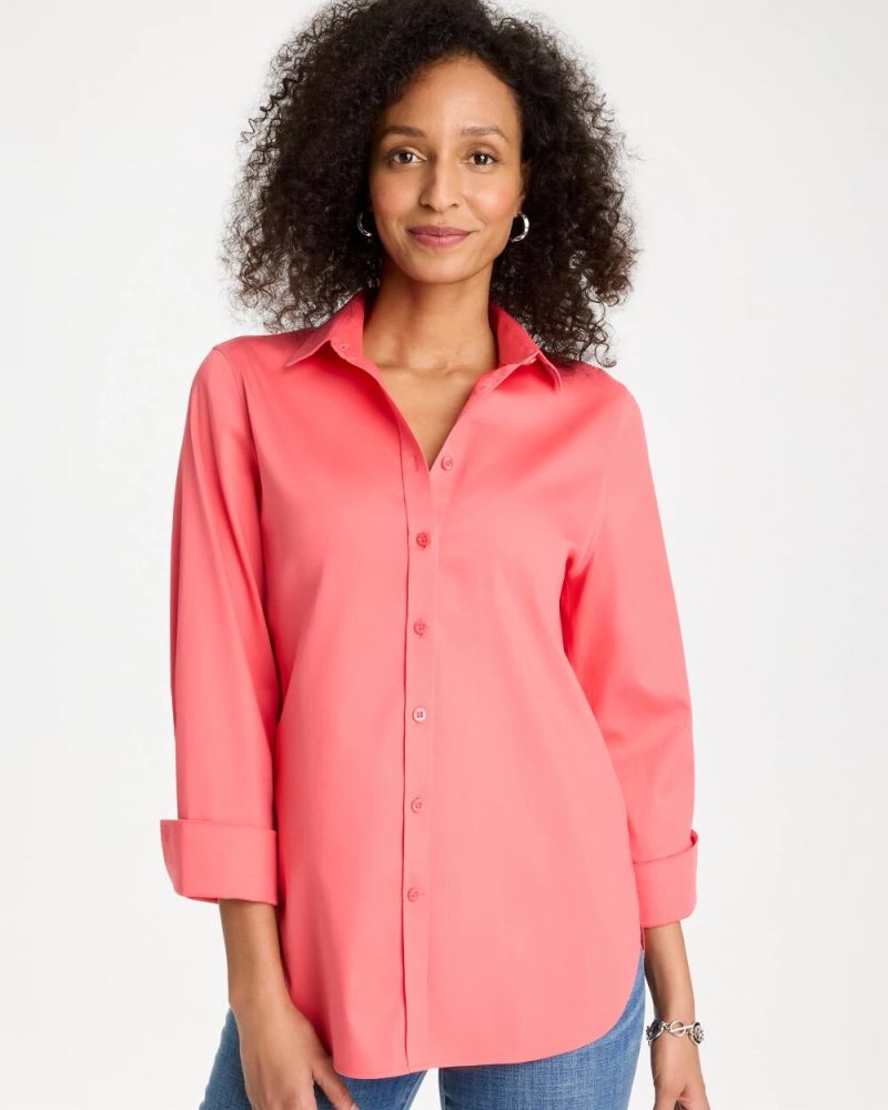 Chicos No Iron Stretch Shirt - CALYPSO CORAL