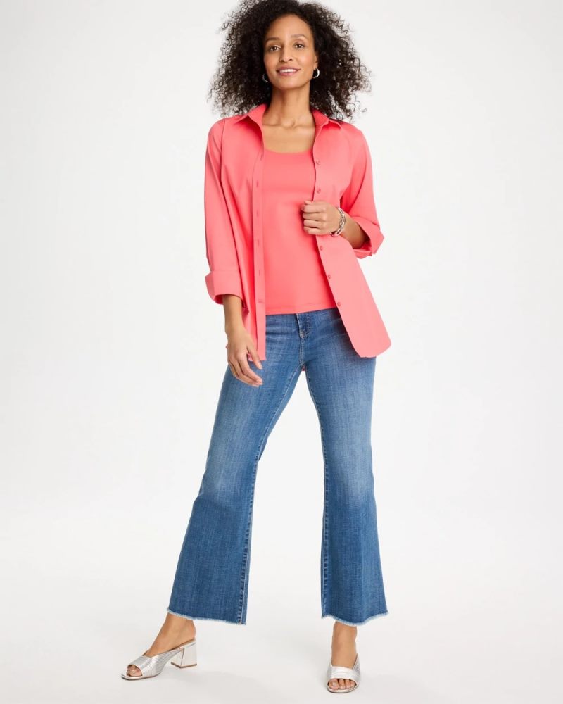 Chicos No Iron Stretch Shirt - CALYPSO CORAL