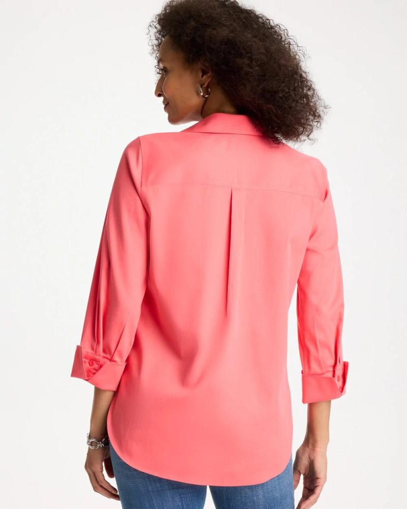Chicos No Iron Stretch Shirt - CALYPSO CORAL