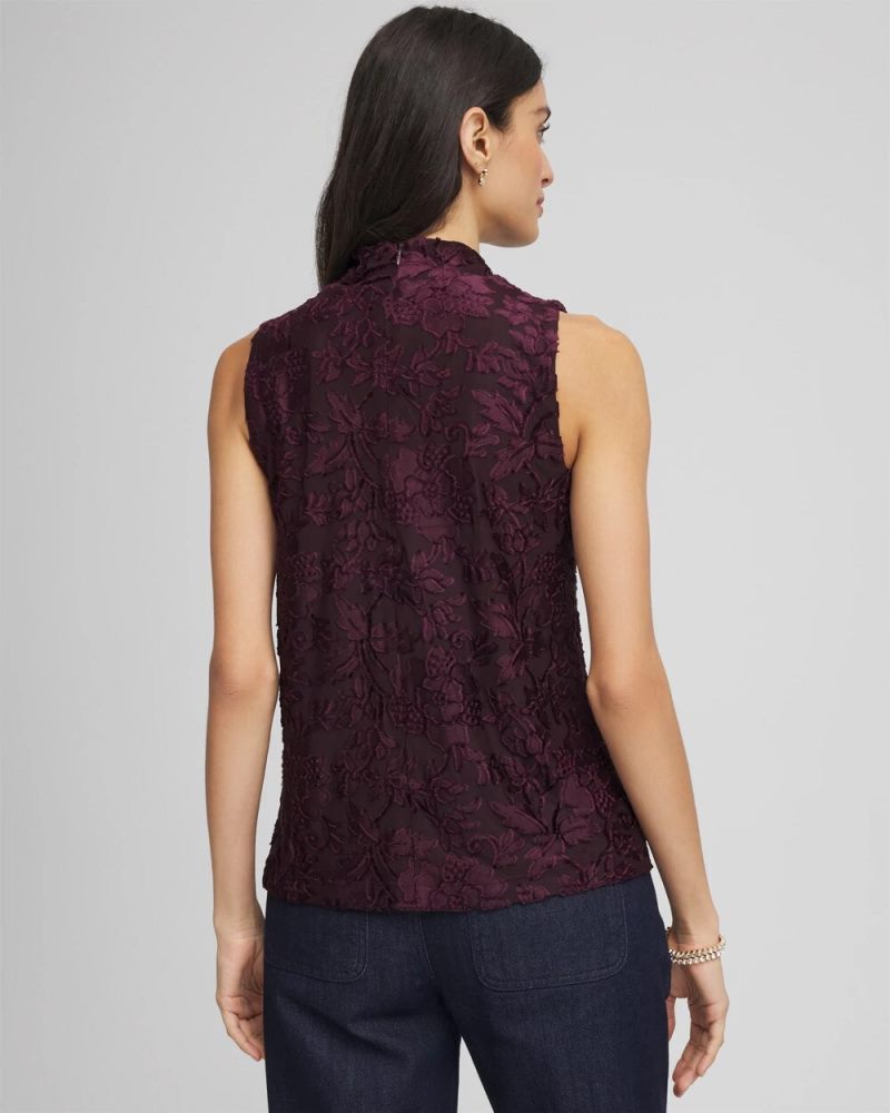 Chicos Burnout Mockneck Tank - NIGHT BLOOM