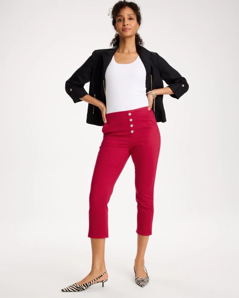 Chicos Pull-On Capri Jeans - CHERRY LUSH