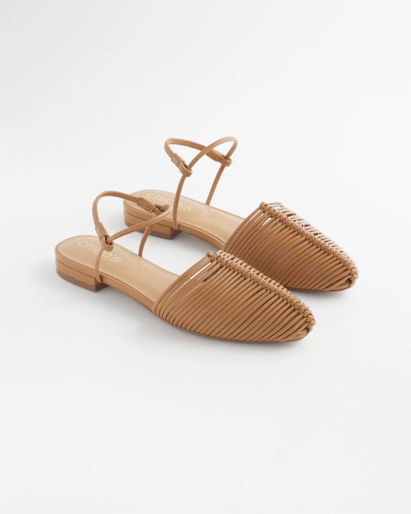 Chicos Woven Slingback Sandals - TAN