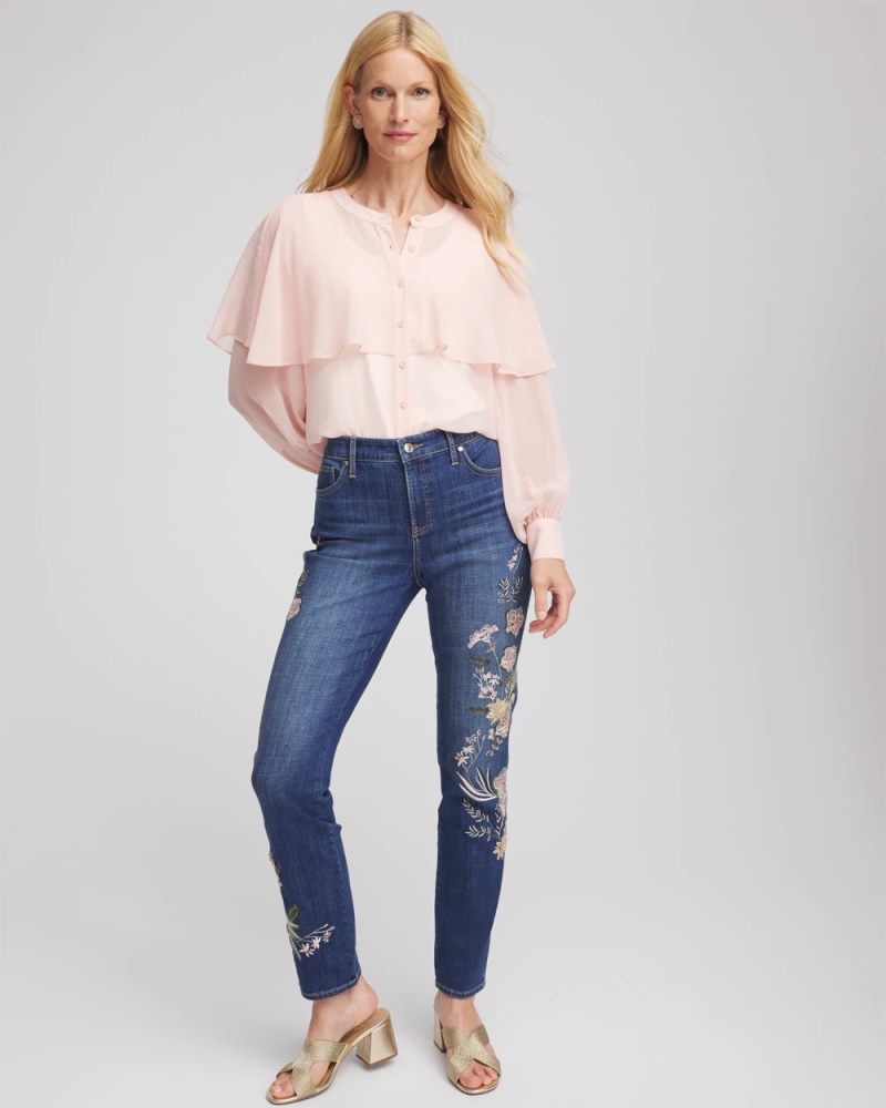 Chicos Georgette Cape Blouse - ROSE SMOKE