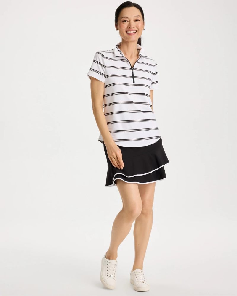 Chicos Zenergy® UPF Striped Half-Zip Polo - BLACK