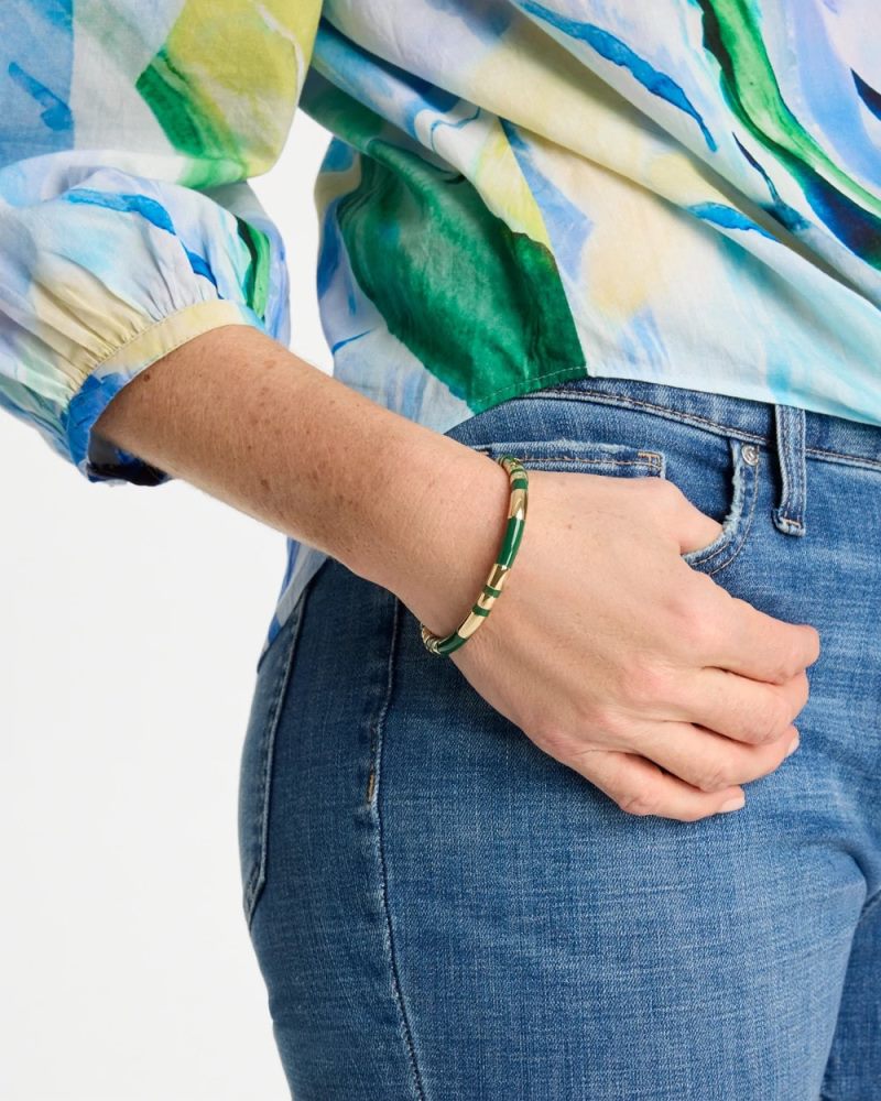 Chicos Green Enamel Hinge Bangle - GREEN
