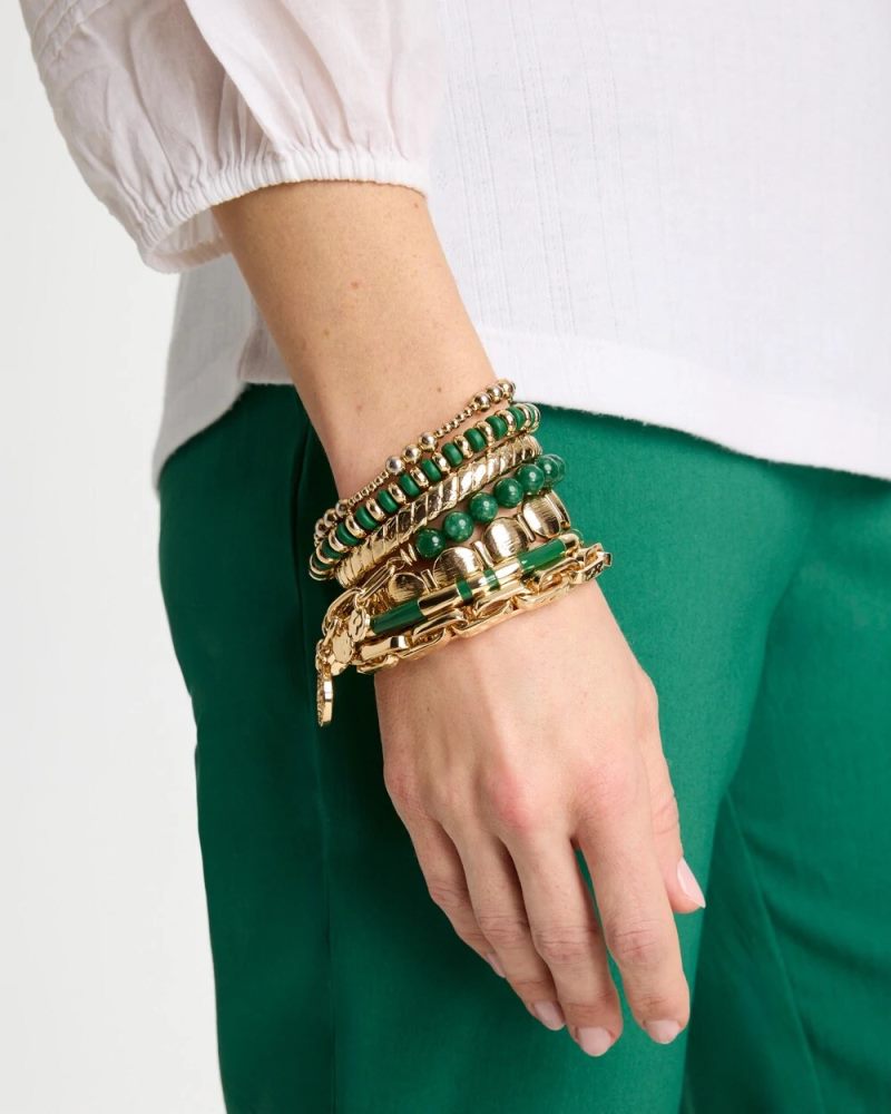Chicos Green Enamel Hinge Bangle - GREEN