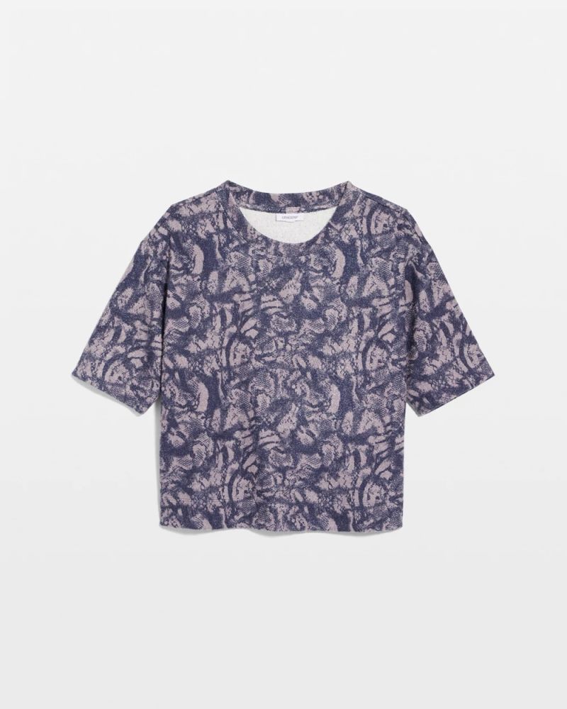 Chicos Animal Cozy Crewneck Tee - INDIGO SKY