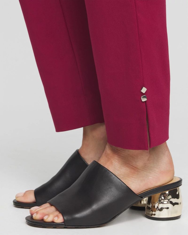 Chicos Brigitte Rivet Slit Ankle Pants - BERRY COMPOTE