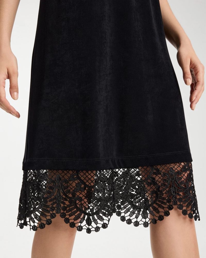 Chicos Travelers™ Lace Hem V-Neck Dress - TRAVELERS BLACK