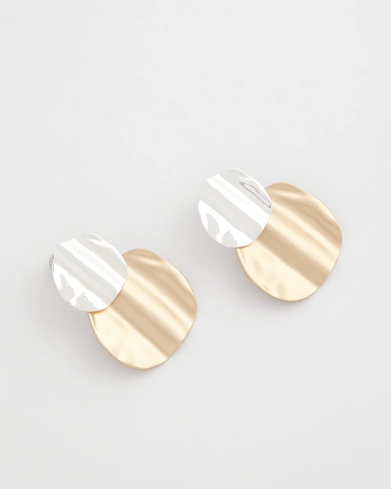 Chicos Crinkle Mixed Metal Earrings - MIXED METALS