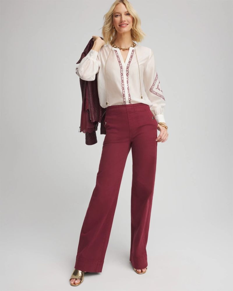 Chicos Pull-On Wide-Leg Jeans - BLACKCURRANT
