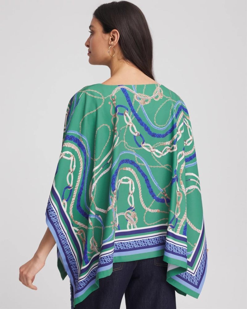 Chicos Rope Relic Poncho - JARDIN GREEN