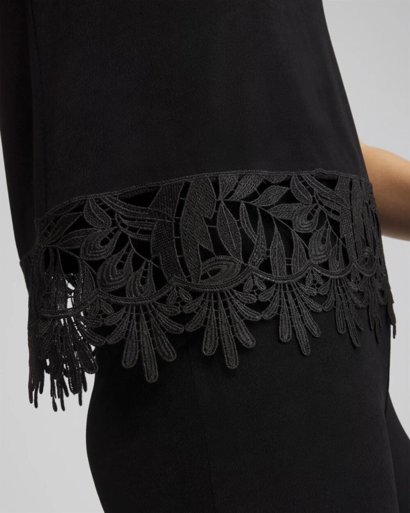Chicos Travelers™ Lace Trim Top - TRAVELERS BLACK