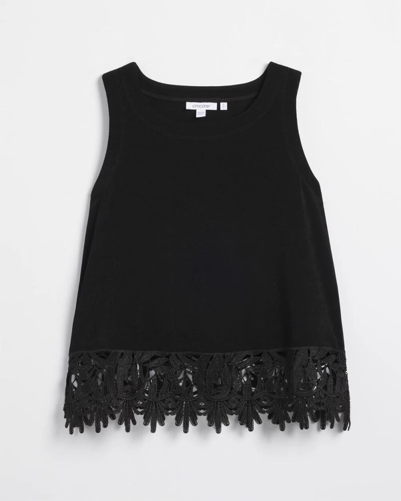 Chicos Travelers™ Lace Trim Top - TRAVELERS BLACK