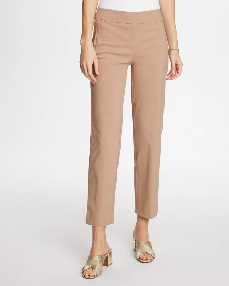 Chicos Brigitte™ Piped Straight Cropped Pants - CATTAIL BROWN
