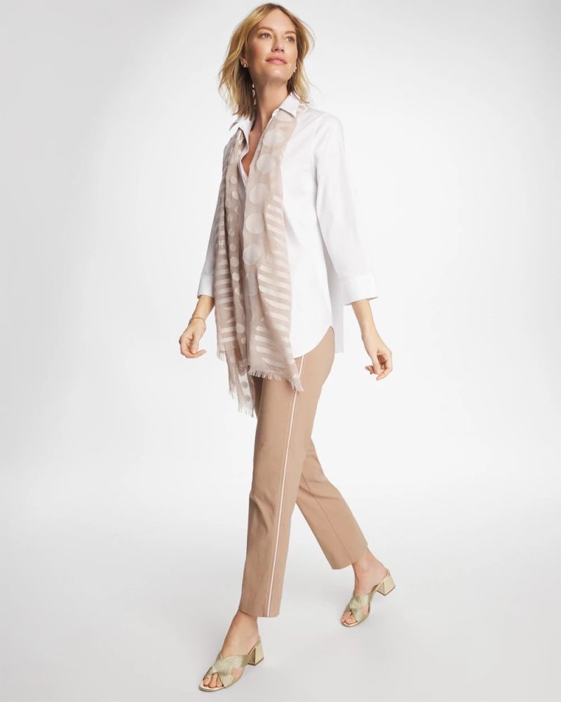 Chicos Brigitte™ Piped Straight Cropped Pants - CATTAIL BROWN