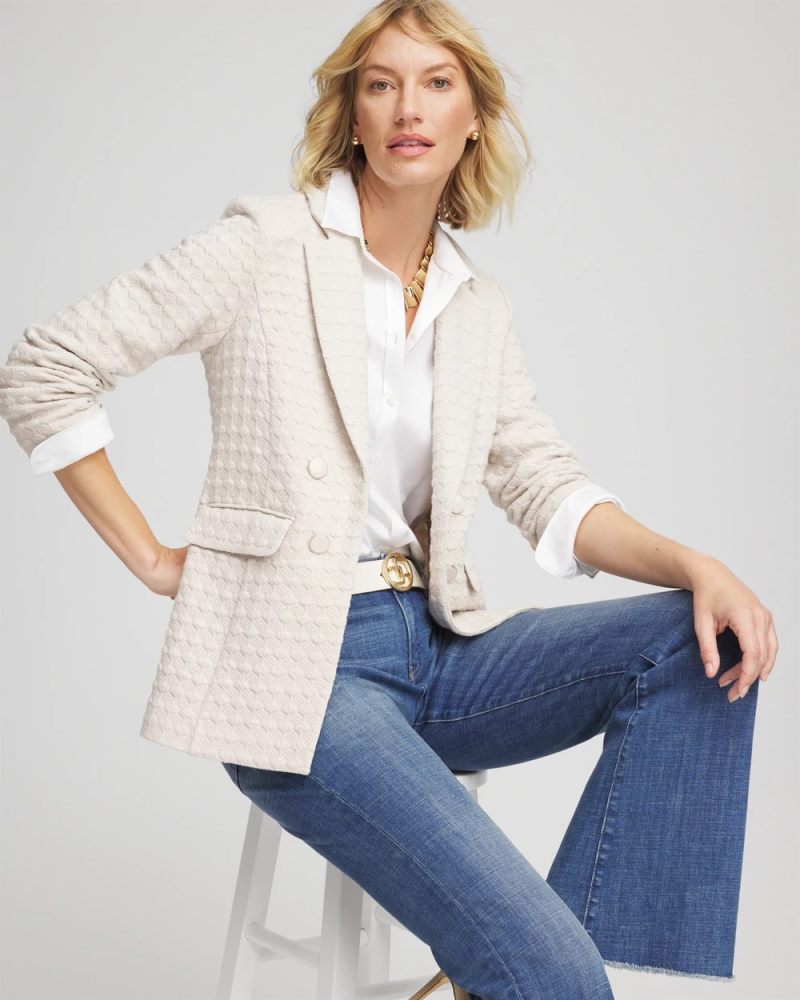 Chicos Textured Knit Blazer - SMOKEY TAUPE