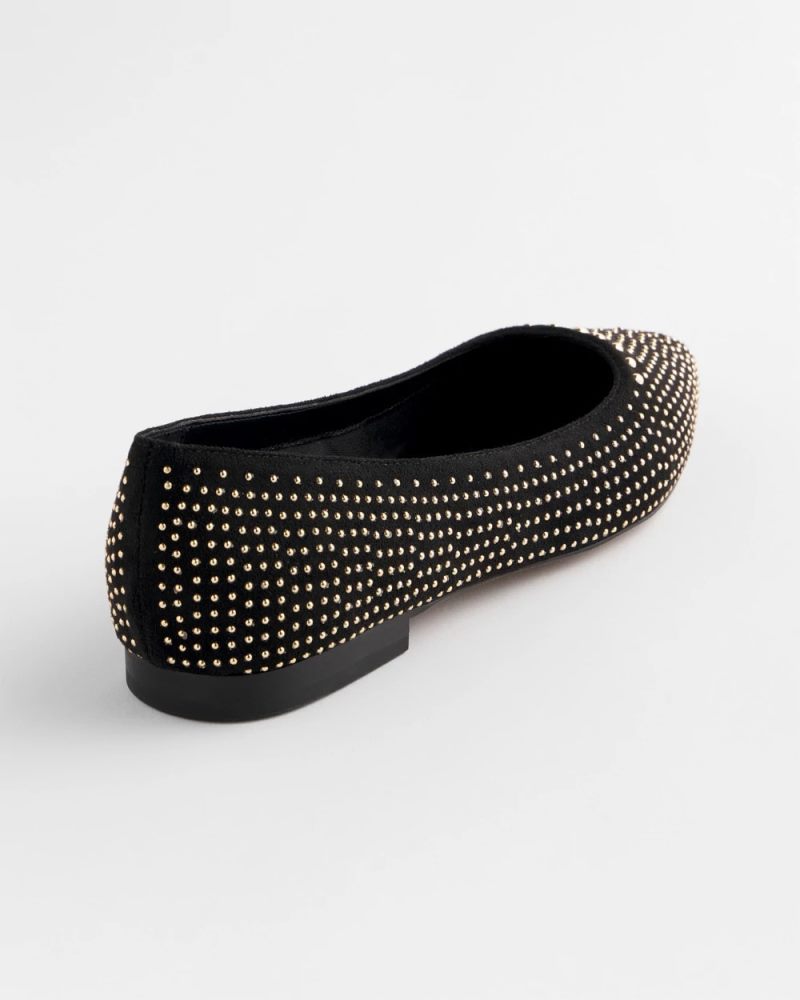 Chicos Suede Studded Flats - BLACK