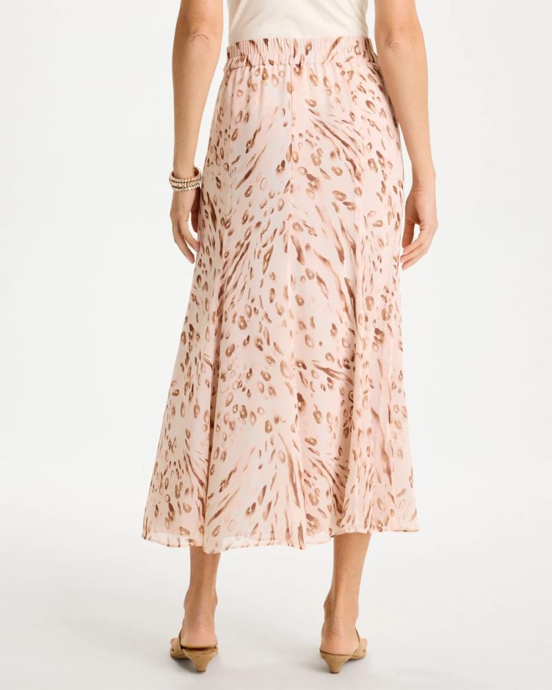 Chicos Cheetah Pull-On Godet Skirt - SWEET BLOSSOM