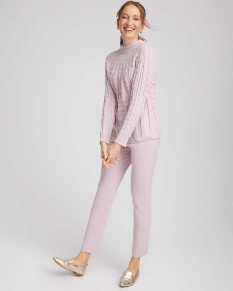 Chicos Zenergy® Luxe Cable Sweater - LILAC SMOKE