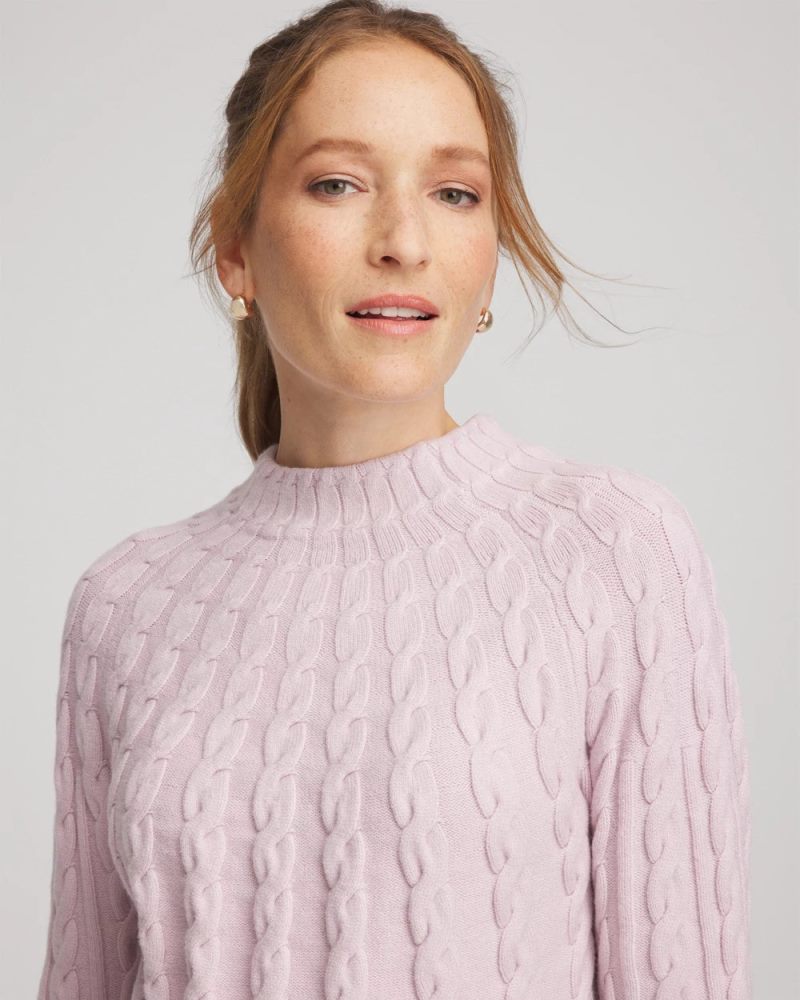 Chicos Zenergy® Luxe Cable Sweater - LILAC SMOKE
