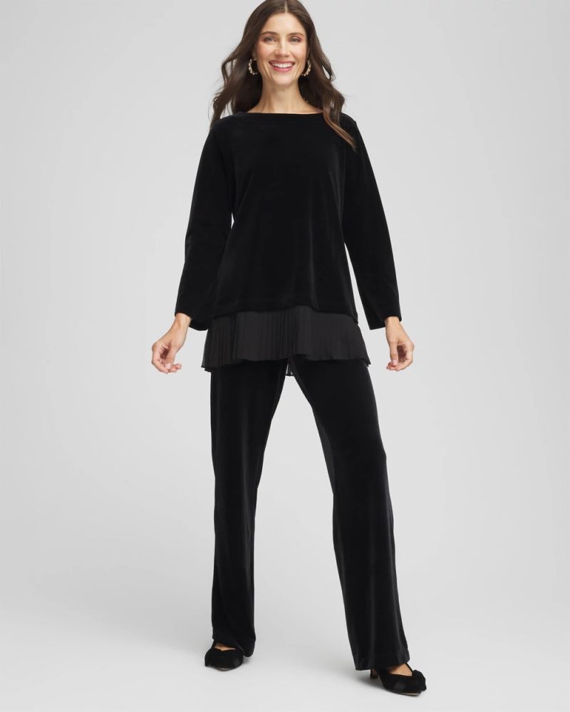 Chicos Travelers™ Chiffon Hem Velvet Tunic - TRAVELERS BLACK