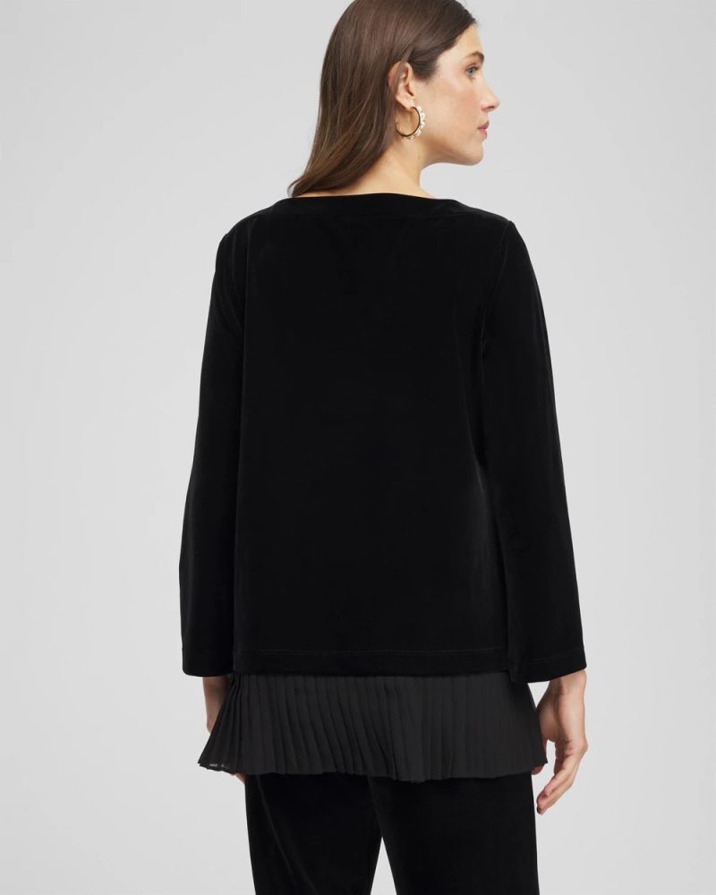 Chicos Travelers™ Chiffon Hem Velvet Tunic - TRAVELERS BLACK