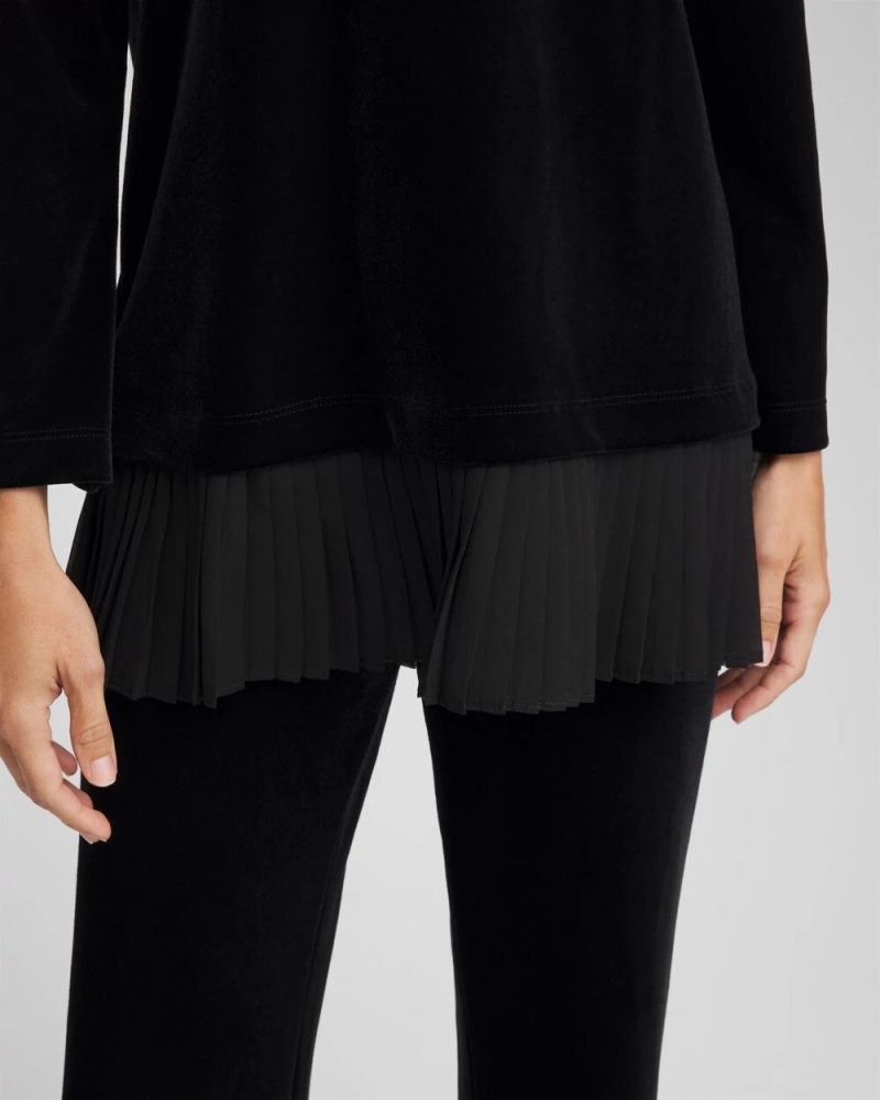 Chicos Travelers™ Chiffon Hem Velvet Tunic - TRAVELERS BLACK