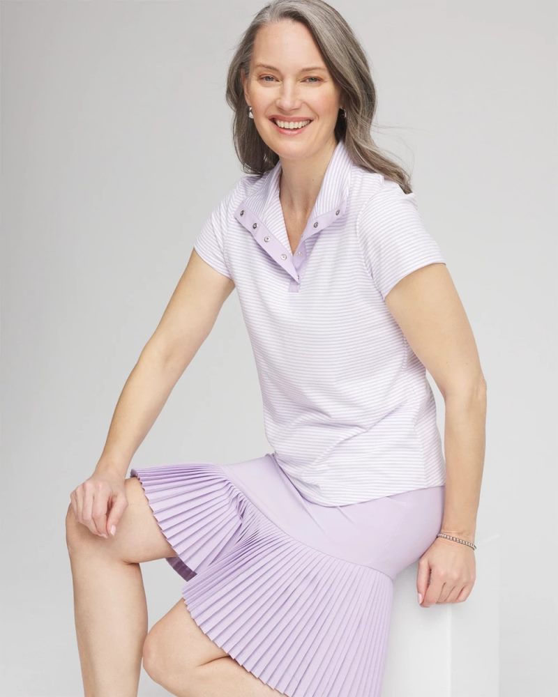 Chicos Zenergy® Striped UPF Short-Sleeve Top - VIOLET AURA