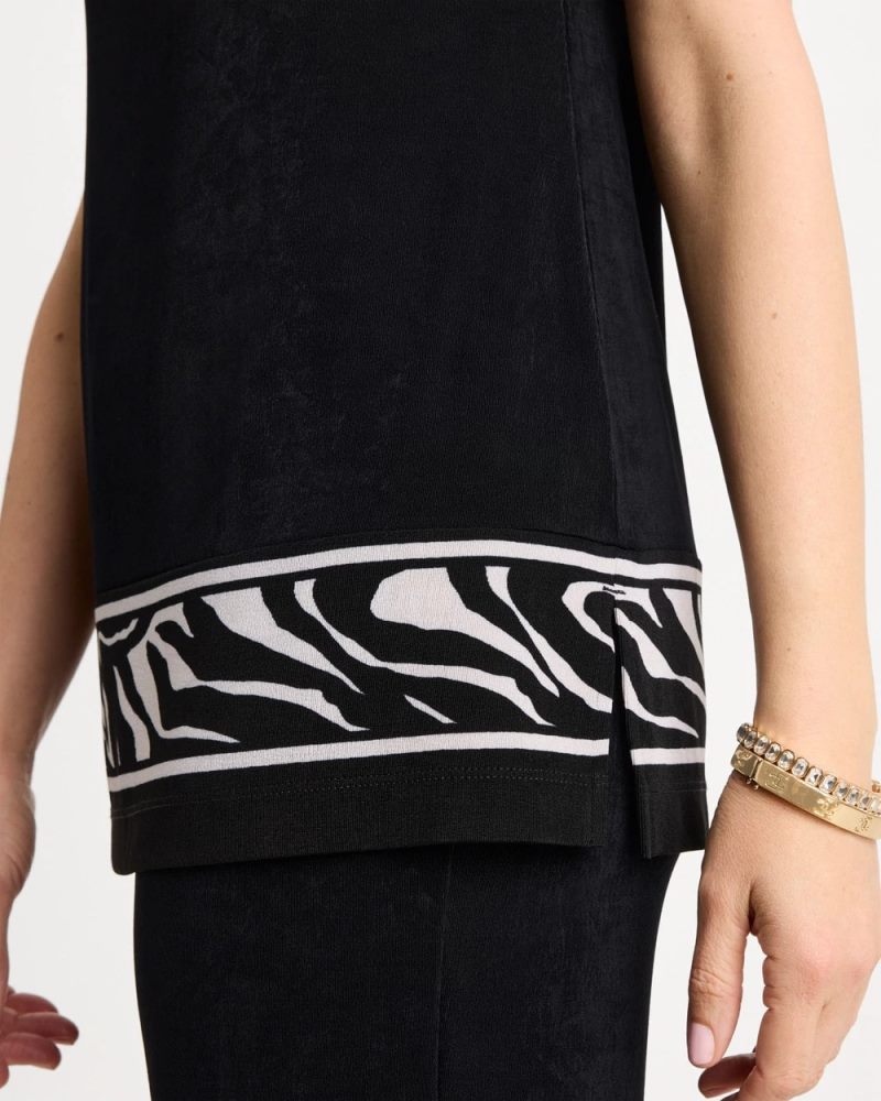 Chicos Travelers™ Abstract Zebra Trim Tunic - TRAVELERS BLACK